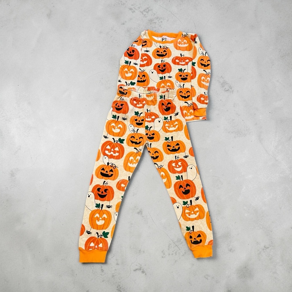 PJ Place 4T Glow in Dark Orange Halloween Pumpkin Long Sleeve Pajama Set